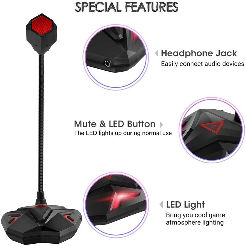 USB Computer Microphone, Plug & Play Desktop Microphone with Mute Button - Picture 3 of 6